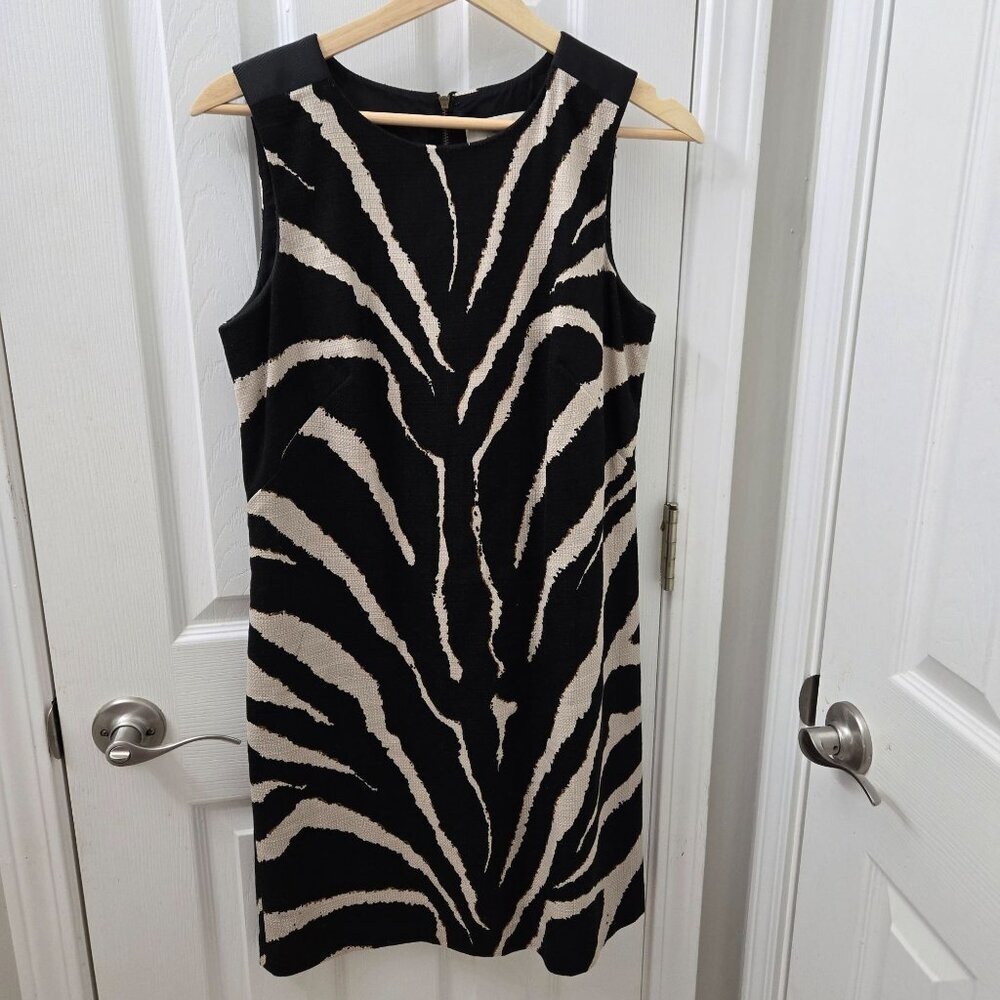 Ann Taylor Loft Zebra Print Sleeveless Dress Size‎ 6 Black & Beige